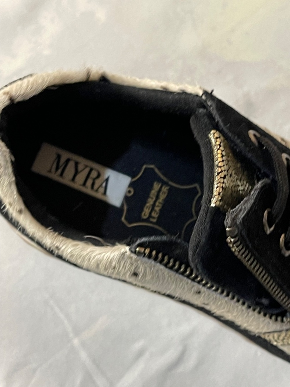 Myra Bag Black and White Spot Pony Hair Sneakers - Picture 8 of 8